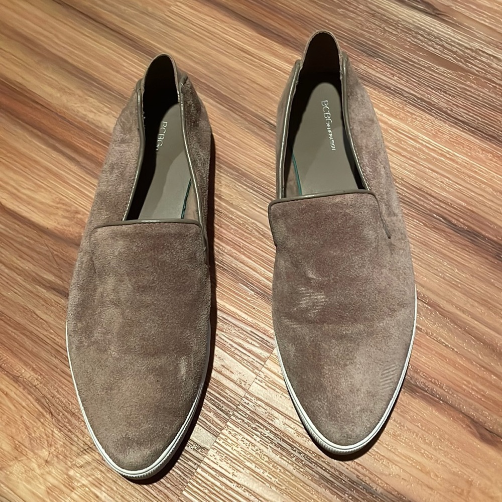 BCBGeneration brown suede leather slip ons